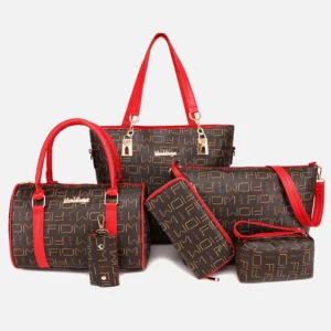 Pahajim 6-Pcs Women Handbag Purse Shoulder Totes Satchel Bags Top-Handle Boston Bag Crossbody Bag Wallet Messenger Set