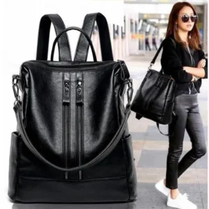 Women Soft Leather Backpack School Black Casual Multifunctional College Bag Large Capacity Shoulder Bags Travel Tote Backpack