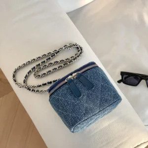 Mini Denim Crossbody Bags for Women 2026 Lingge Chains Shoulder Bag Fashion Brands Box Bag Lipstick Coins Purses and Handbags