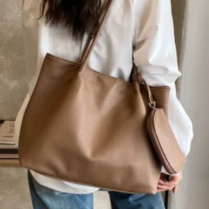 Soft PU Leather Shopper Purses and Handbag New Designer Bags for Women Large Capacity Tote Shoulder Bag Commuting Shopper Female