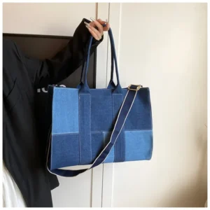 Super Cool Color Matching Denim Shoulder and Crossbody Bags Large Capacity High Quality Hand Bags for Women 2024 Casual Tote New